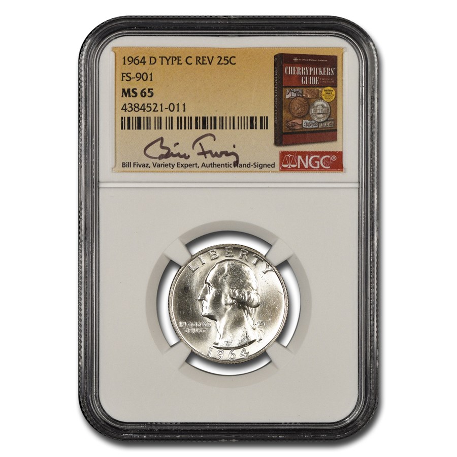 1964-D Washington Quarter MS-65 NGC (Type C Rev, FS-901, Fivaz)