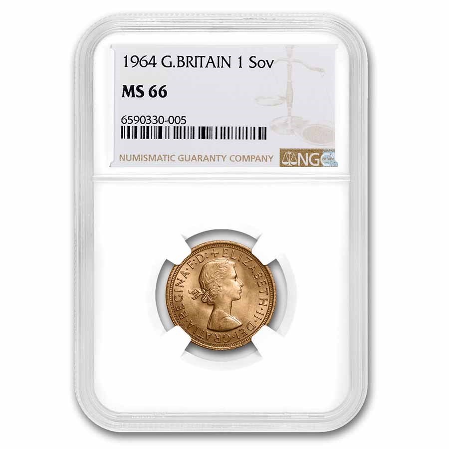 1964 Great Britain Gold Sovereign Elizabeth II MS-66 NGC