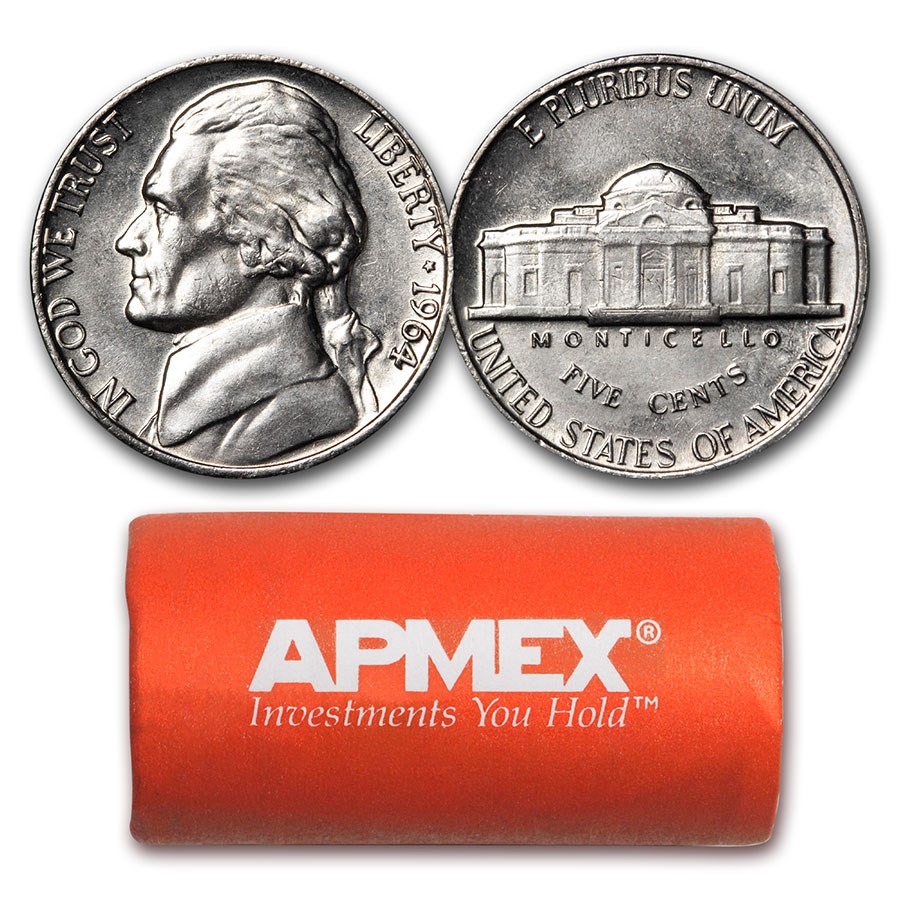 1964 Jefferson Nickel 40-Coin Roll BU