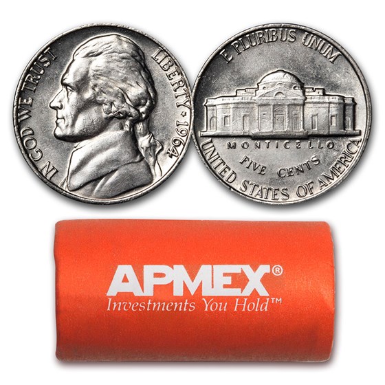 1964 Jefferson Nickel 40-Coin Roll BU 1964 Jefferson Nickel 40-Coin Roll BU