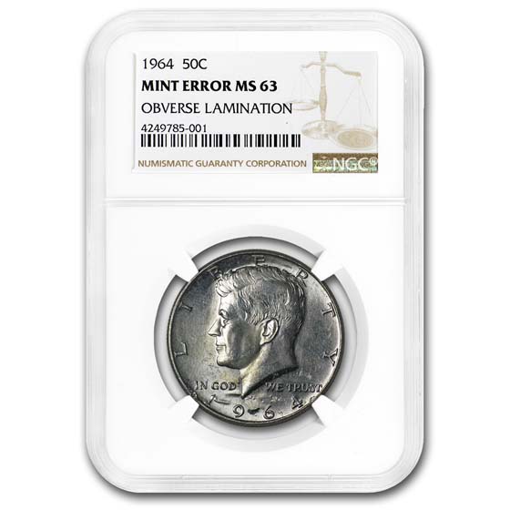 Buy 1964 Kennedy Half Dollar MS-63 NGC (Obverse Lamination Error