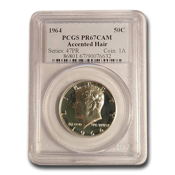 1964 Kennedy Half Dollar PR-67 Cameo PCGS (Accented Hair)