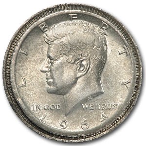 1964 Kennedy Half Dollar Railroad Rim Misaligned Die AU-55 1964 Kennedy Half Dollar Railroad Rim Misaligned Die AU-55