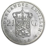 1964 Netherlands Antilles Silver 2 1/2 Gulden BU