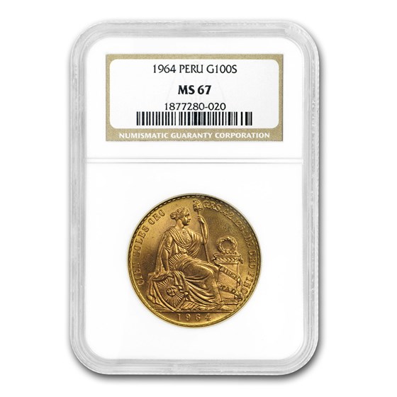 1964 Peru Gold 100 Soles MS-67 NGC 1964 Peru Gold 100 Soles MS-67 NGC