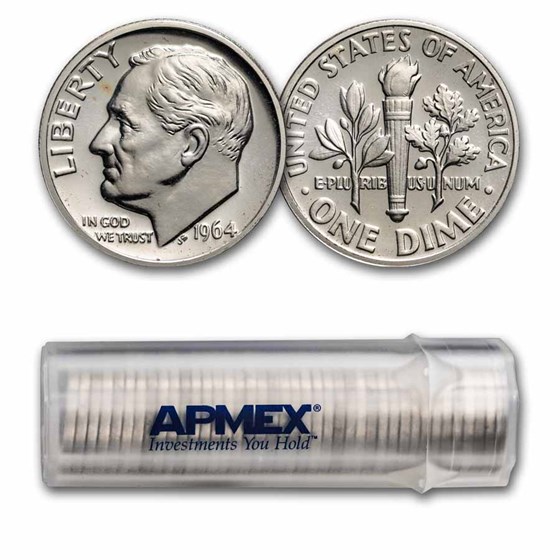 1964 Roosevelt Dime 50-Coin Roll Proof 1964 Roosevelt Dime 50-Coin Roll Proof