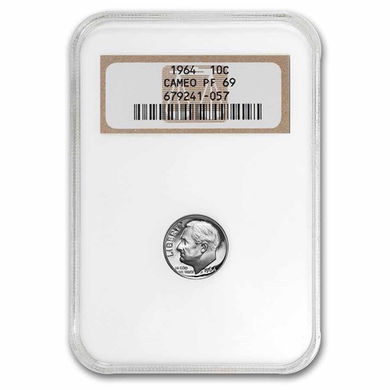 1964 Roosevelt Dime PF-69 Cameo NGC