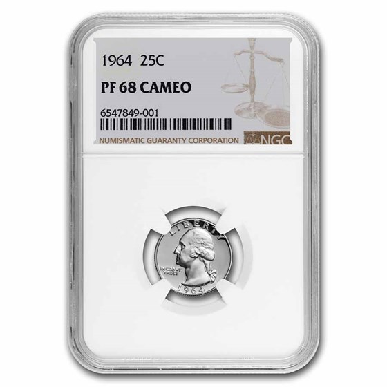 1964 Washington Quarter PF-68 CAM NGC 1964 Washington Quarter PF-68 CAM NGC