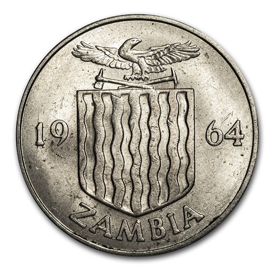 1964 Zambia 1 Shilling Crowned Hornbill BU 1964 Zambia 1 Shilling Crowned Hornbill BU