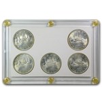 1965 Canada 5-Coin Silver Dollar Type Set BU/Prooflike 