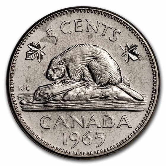 1965 Canada Nickel 5 Cents BU/Prooflike