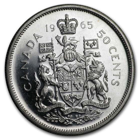 1965 Canada Silver 50 Cents Elizabeth II BU/Prooflike 1965 Canada Silver 50 Cents Elizabeth II BU/Prooflike