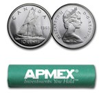 1965 Canada Silver Dimes 50-Coin Roll BU