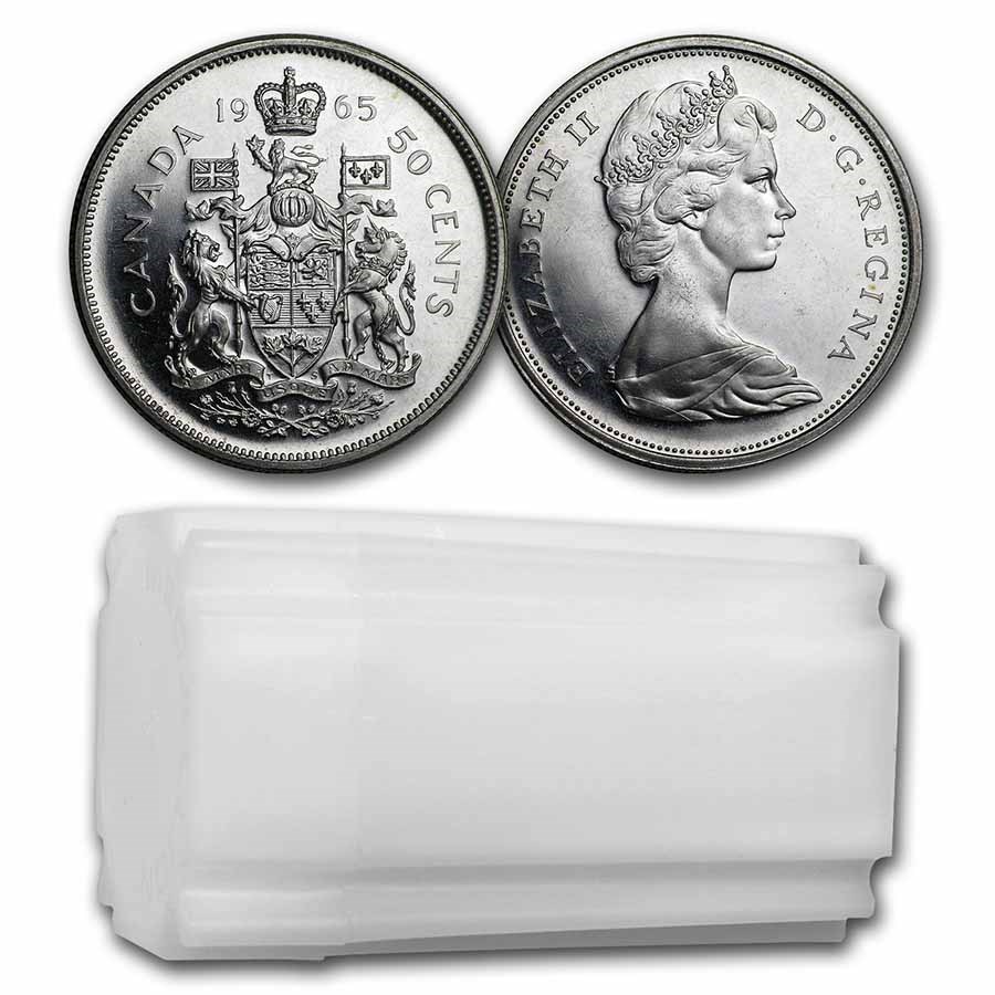 1965 Canada Silver Half Dollar 20-Coin Roll BU