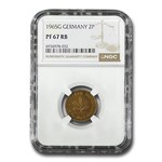 1965-G Germany 2 Pfennig PF-67 NGC (Red/Brown)