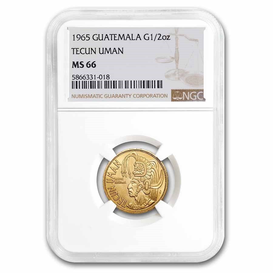 1965 Guatemala 1/2 oz Gold Tecun Uman MS-66 NGC