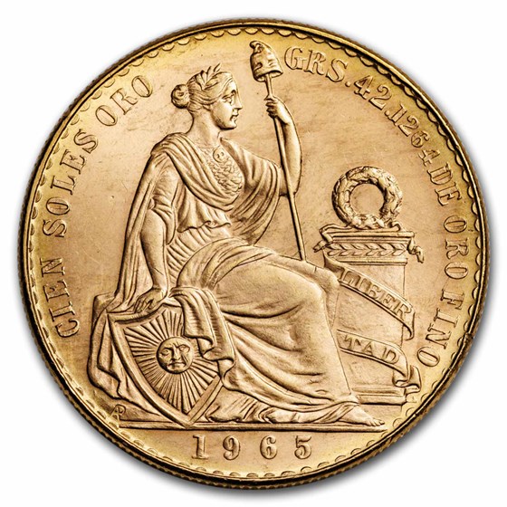 1965 Peru Gold 100 Soles Liberty BU 1965 Peru Gold 100 Soles Liberty BU