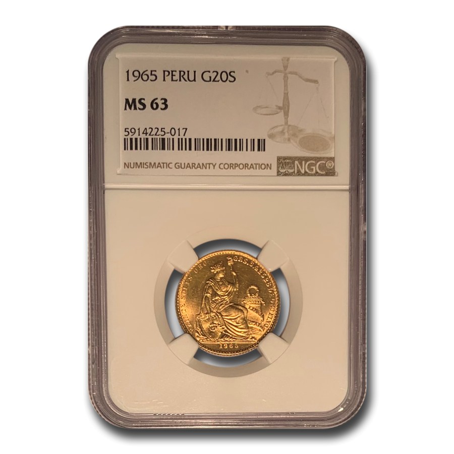 Buy 1965 Peru Gold 20 Soles Liberty MS-63 NGC | APMEX