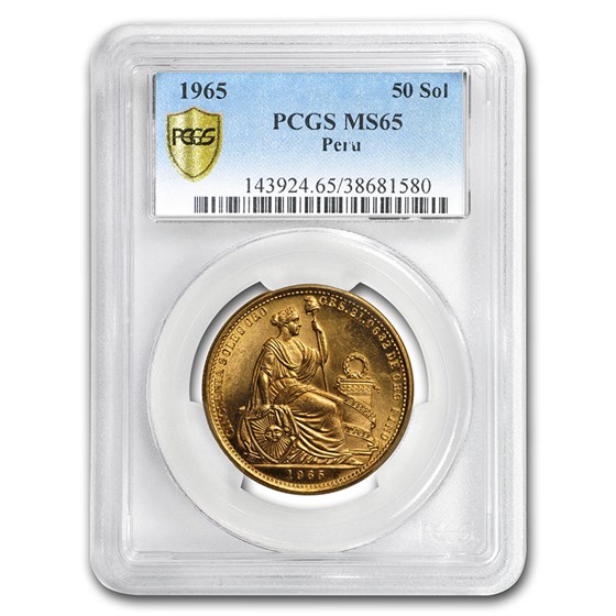1965 Peru Gold 50 Soles Liberty MS-65 PCGS 1965 Peru Gold 50 Soles Liberty MS-65 PCGS