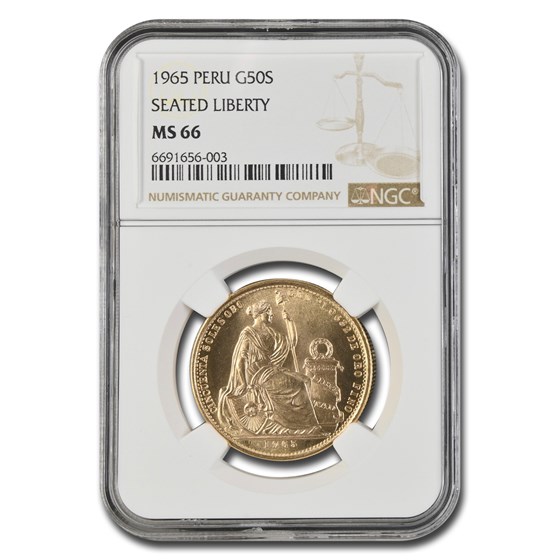 1965 Peru Gold 50 Soles Liberty MS-66 NGC 1965 Peru Gold 50 Soles Liberty MS-66 NGC