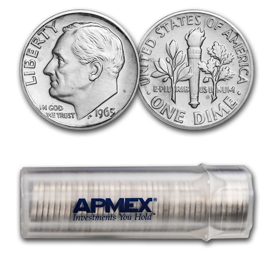 1965 Roosevelt Dime 50-Coin Roll BU 1965 Roosevelt Dime 50-Coin Roll BU