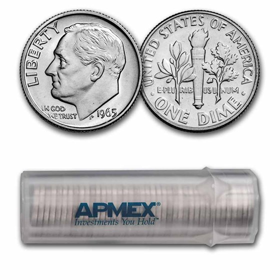 1965 SMS Roosevelt Dime 50-Coin Roll BU 1965 SMS Roosevelt Dime 50-Coin Roll BU