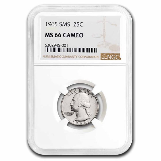 1965 Washington Quarter SMS MS-66 Cameo NGC 1965 Washington Quarter SMS MS-66 Cameo NGC