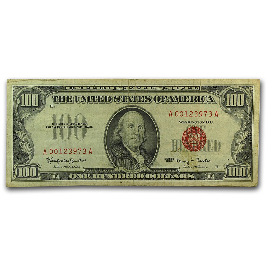 Buy 1966 $100 U.S. Note Red Seal Fine | APMEX