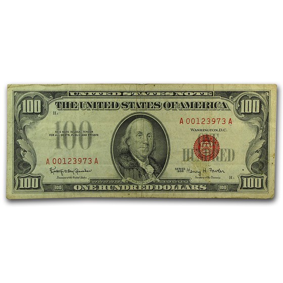 1966 $100 U.S. Note Red Seal Fine 1966 $100 U.S. Note Red Seal Fine