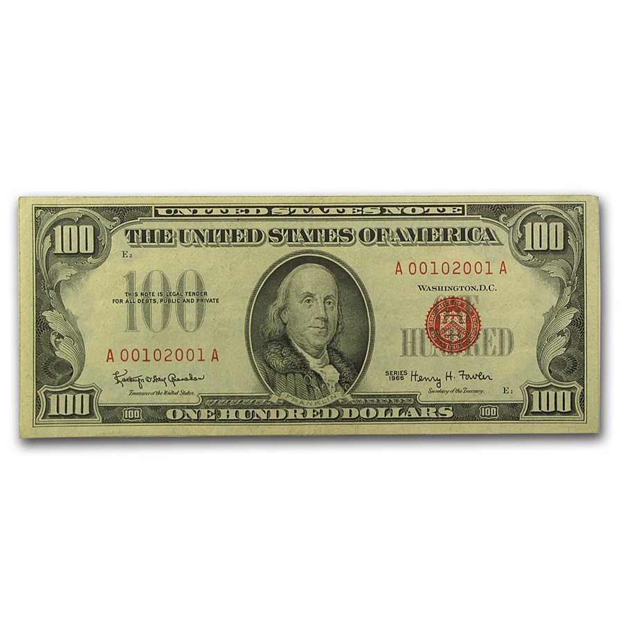 1966 $100 U.S. Note Red Seal VF+ (Fr#1550)