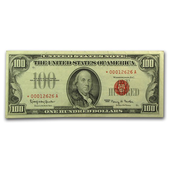 1966* $100 U.S. Note Red Seal VF 1966* $100 U.S. Note Red Seal VF