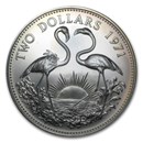 1966-1978 Bahamas Silver $2 Flamingo BU/Proof (Random Date)