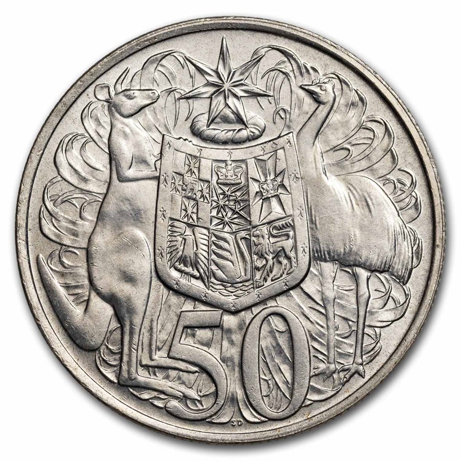 1966 Australia Silver 50 Cent Elizabeth II BU