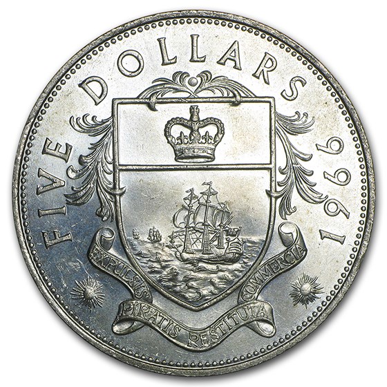 1966 Bahamas $5 Coat of Arms BU 1966 Bahamas $5 Coat of Arms BU