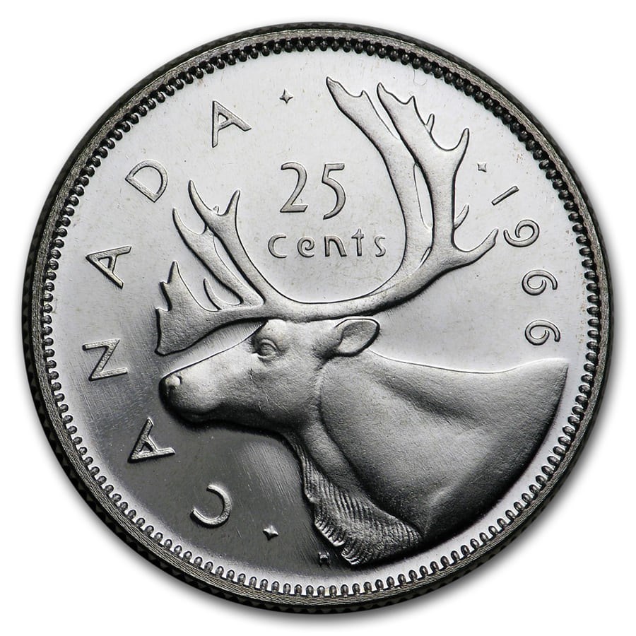 1966 Canada Silver 25 Cents BU/Prooflike