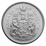 1966 Canada Silver Half Dollar 20-Coin Roll BU