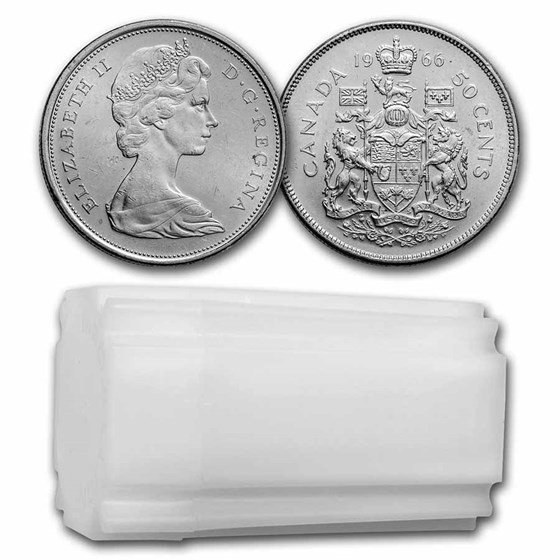 1966 Canada Silver Half Dollar 20-Coin Roll BU 1966 Canada Silver Half Dollar 20-Coin Roll BU