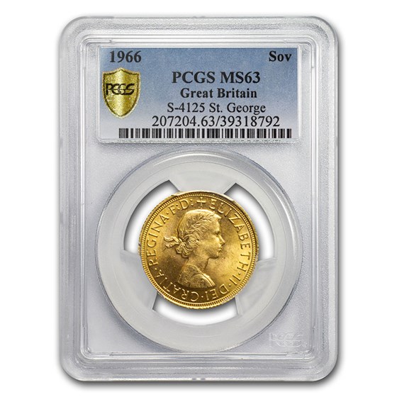 1966 Great Britain Gold Sovereign Elizabeth II MS-63 PCGS 1966 Great Britain Gold Sovereign Elizabeth II MS-63 PCGS