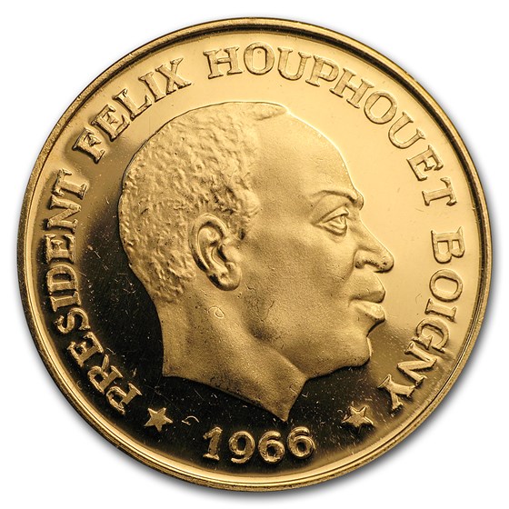 1966 Ivory Coast Gold 100 Francs Elephant Proof 1966 Ivory Coast Gold 100 Francs Elephant Proof
