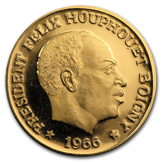 1966 Ivory Coast Gold 25 Francs Elephant Proof 1966 Ivory Coast Gold 25 Francs Elephant Proof