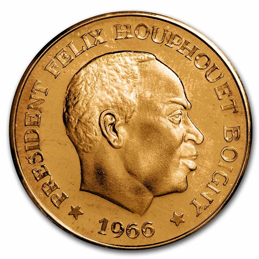 1966 Ivory Coast Gold 50 Francs Elephant Proof