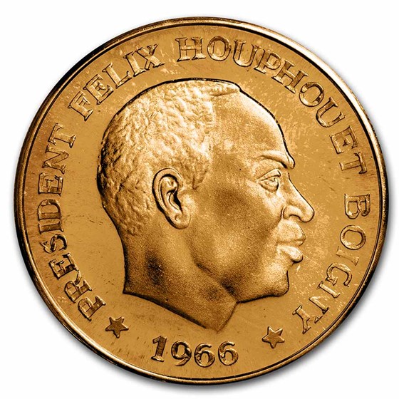 1966 Ivory Coast Gold 50 Francs Elephant Proof 1966 Ivory Coast Gold 50 Francs Elephant Proof