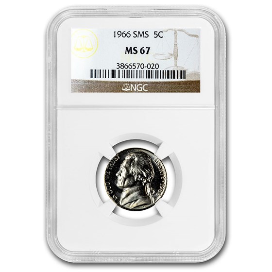 1966 Jefferson Nickel SMS MS-67 NGC 1966 Jefferson Nickel SMS MS-67 NGC