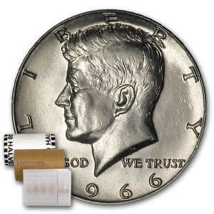 1966 Kennedy Half Dollar 20-Coin Roll BU