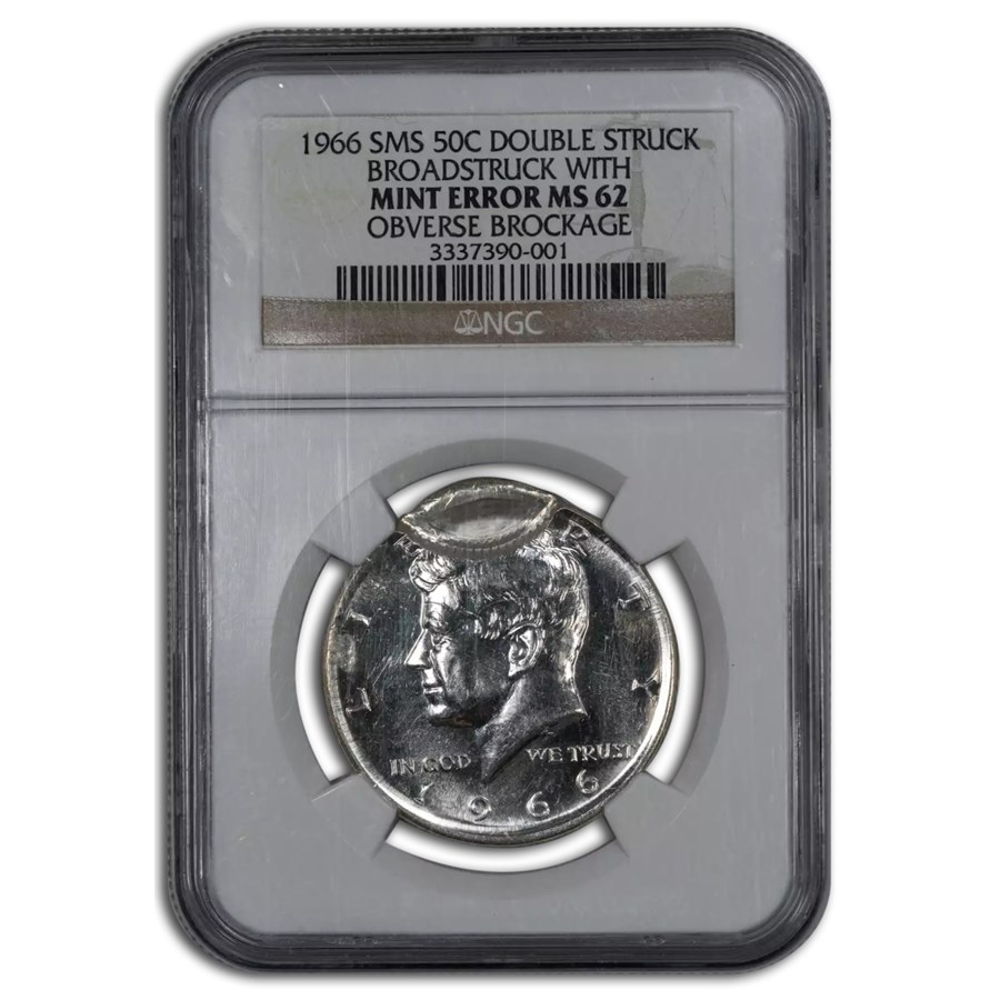 1966 Kennedy Half Dollar MS-62 NGC (SMS, Dbl Struck/Broadstruck)