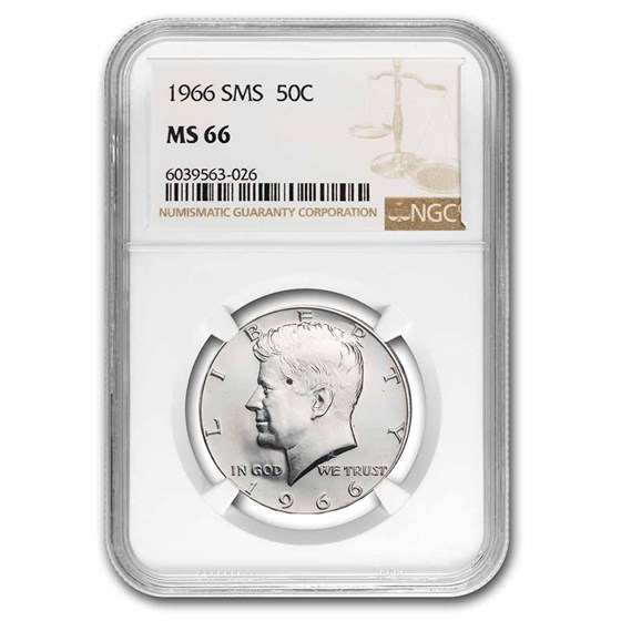 1966 Kennedy Half Dollar SMS MS-66 NGC 1966 Kennedy Half Dollar SMS MS-66 NGC