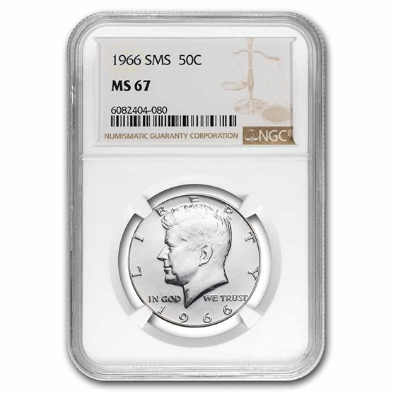 1966 Kennedy Half Dollar SMS MS-67 NGC 1966 Kennedy Half Dollar SMS MS-67 NGC