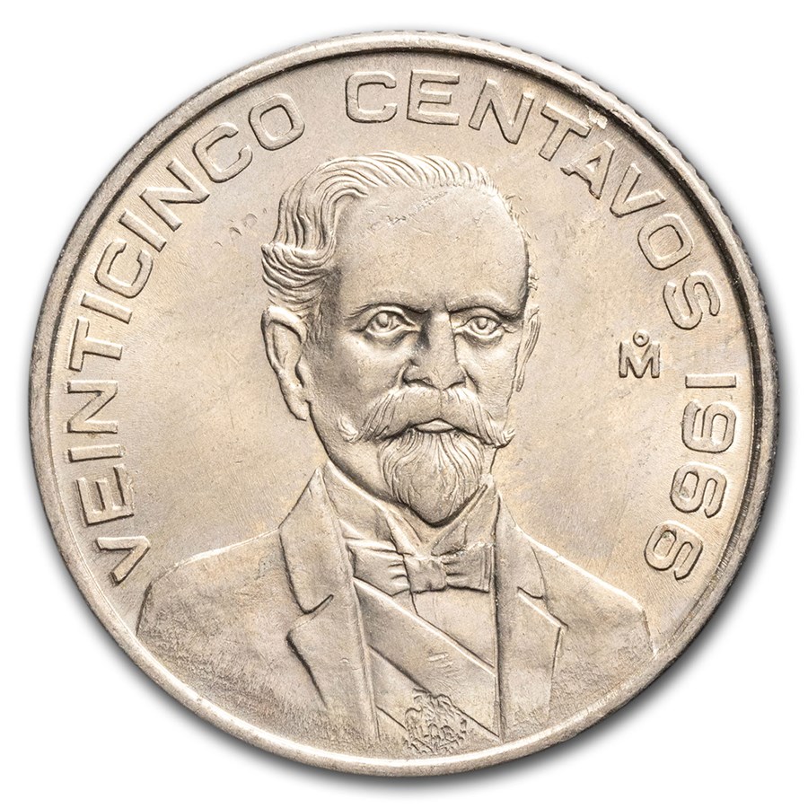 1966 Mexico 25 Centavos BU (Open Beak)