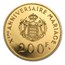 1966 Monaco Gold 200 Francs Wedding Anniversary BU