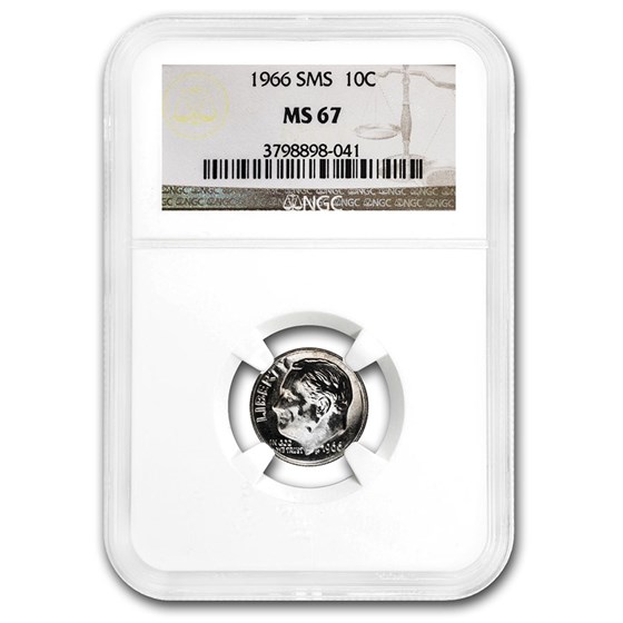 1966 Roosevelt Dime MS-67 NGC (SMS) 1966 Roosevelt Dime MS-67 NGC (SMS)